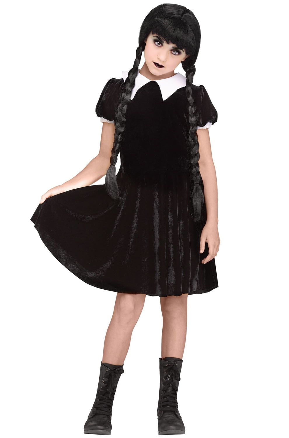 Fun World Gothic Wednesday Addams Girl's Halloween Fancy-Dress Costume for  Child, L (12-14) 