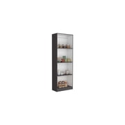 Gothic Glamour Matt Gray White Bookcase 11.7 x 2.76 x 71.1 Featuring Double Doors 10.9W x 43.9H and Four Tiered Display Storage Shelves