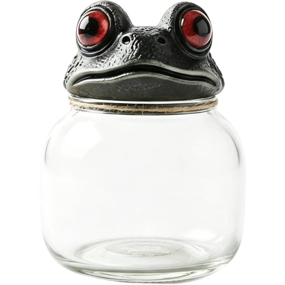 Gothic Glass Witchy Frog Storage Jar, Kitchen Spice Container, Halloween Decor, Style B.