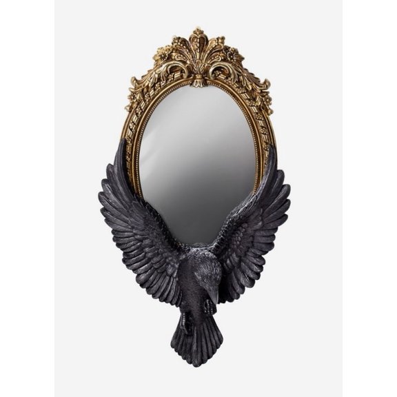 Gothic Golden Baroque Style Raven's Gaze Decorative Vanity Wall Hanging Mirror