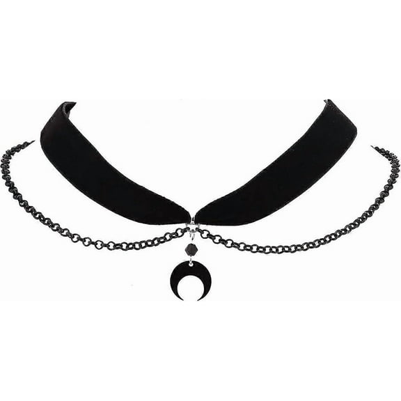 Gothic Goth Moon Choker, Black Crescent Moon Choker, Moon Necklace, Gothic Choker, Goth Choker, Black Choker, Black Velvet Choker, Halloween Christmas