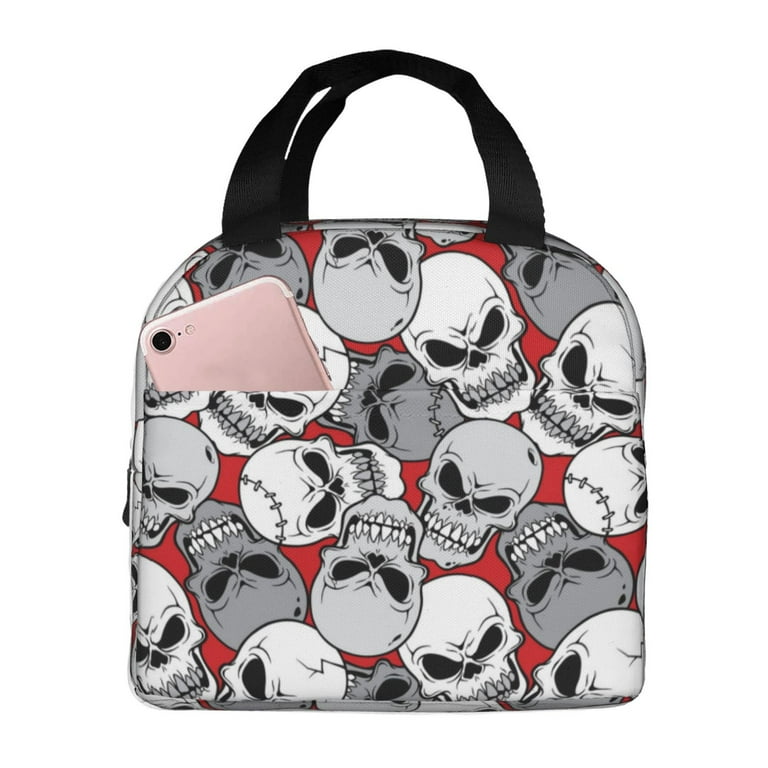 Gothic Goth Skull Pattern Lunch Bag Insulated with Pocket Lunch Box Container Tote Bags for School Picnic Beach Work Travel Walmart