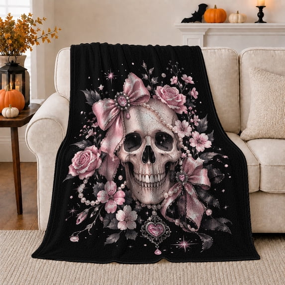Gothic Gothic Motif Pink Roses Sparkle Stars Dark, Cozy Friendship Quote Scene, Warm Flannel Blanket for Living Room and Reading Nook, Art Lovers Friendship Gift, Fantasy Home Decor