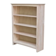 Gothic Grace Butcher Block Solid Wood Bookcase with Adjustable and Fixed Shelves in Unfinished Rustic Design