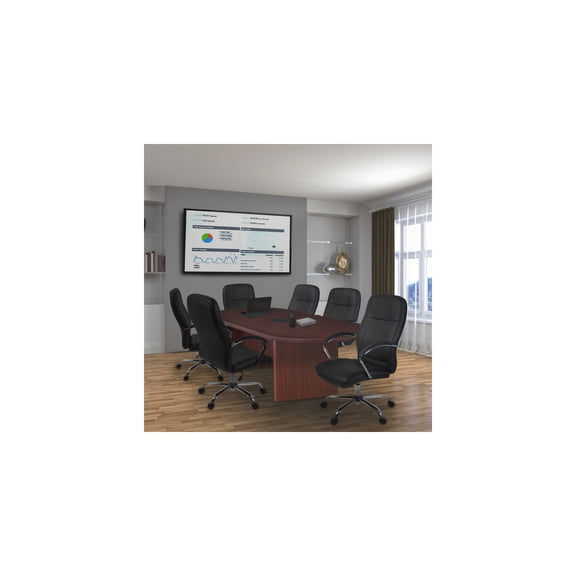 Gothic Grandeur Racetrack Conference Table with Power Data Grommet in Mahogany Stylish Design with Hidden Wire Management