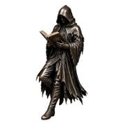 Gothic Grim Reaper Bookends, Resin Skeleton Statue Reading Book Holder, Macabre Halloween Desktop Decor for Home Office Shelf, Durable Dark Fantasy Figurine Gift