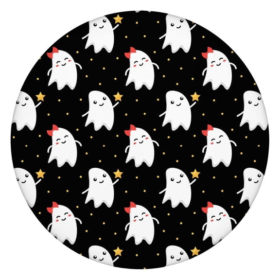 Gothic Halloween Aesthetic Tablecloth - Elastic Waterproof Fitted Cover with Skull Bat Print,52 inch Round Elastic Tablecloth