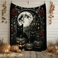 thumbnail image 1 of Gothic Halloween Blanket with Black Cats & Pumpkins, Plush Throw, Dark Moon Decor, Spooky October Vibes, Halloween blanket Gift, Cozy Throw Blanket, 1 of 4