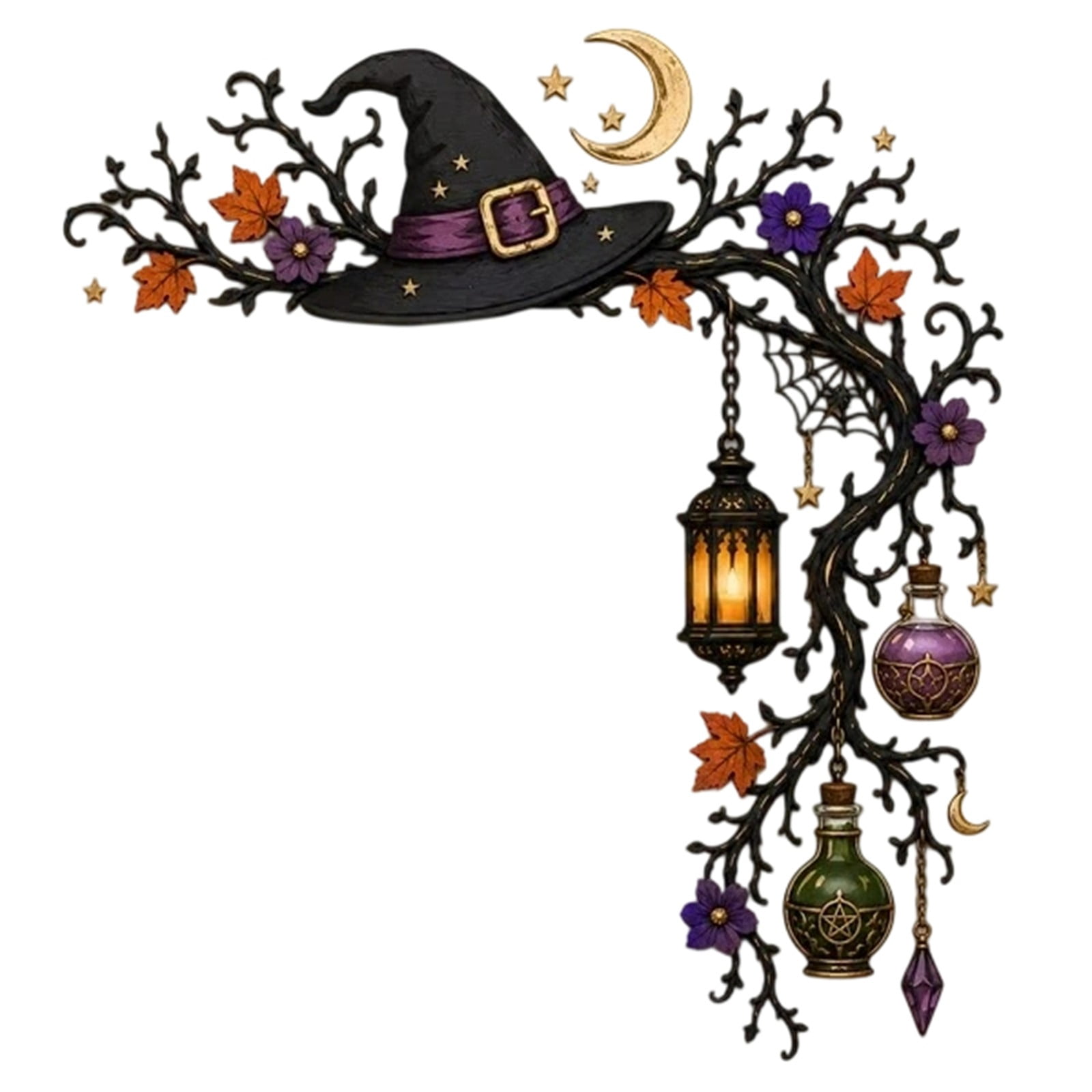 Gothic Halloween Corner Decor, Lighted Wooden Door Frame Decoration ...