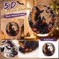 thumbnail image 1 of Gothic Halloween Diamond Art Craft Set, Acrylic Suncatcher with Witch Black Cat Pumpkin Purple Flower Pattern, 5D Special Shaped Gem Hanging Ornament for Party Wall Window Decoration, 1 of 9