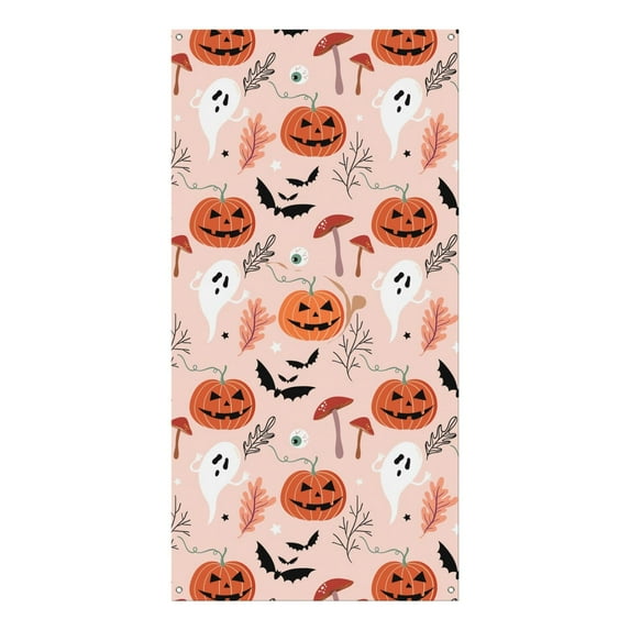 Gothic Halloween Door Cover with Bat and Cobweb Pattern - 70.8x35.4 Inch Scary Door Curtain for Home Decor