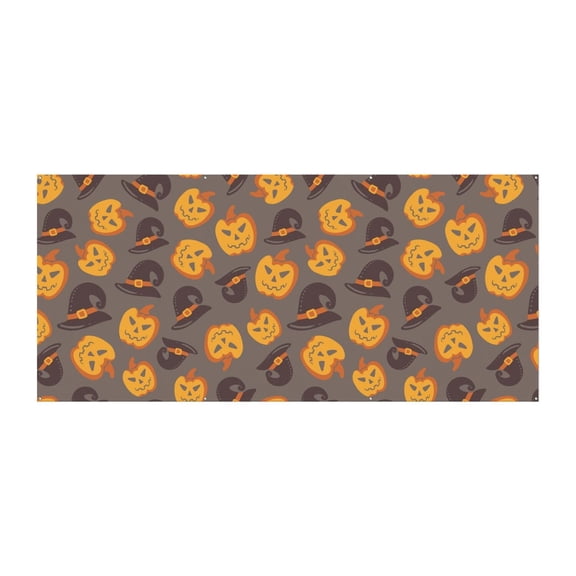 Gothic Halloween Garage Door Decoration - 13ft Wide Scary Horror Theme with Skeletons, Bats, and Cobwebs