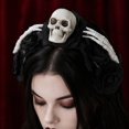 thumbnail image 1 of Gothic Halloween Headband, Halloween Party Decorations for Adults Spooky Skull Rose Accessory, Day of The Dead Themed Sugar Skull Headwear, Haunted House Decorations Dark Accent,, 1 of 4