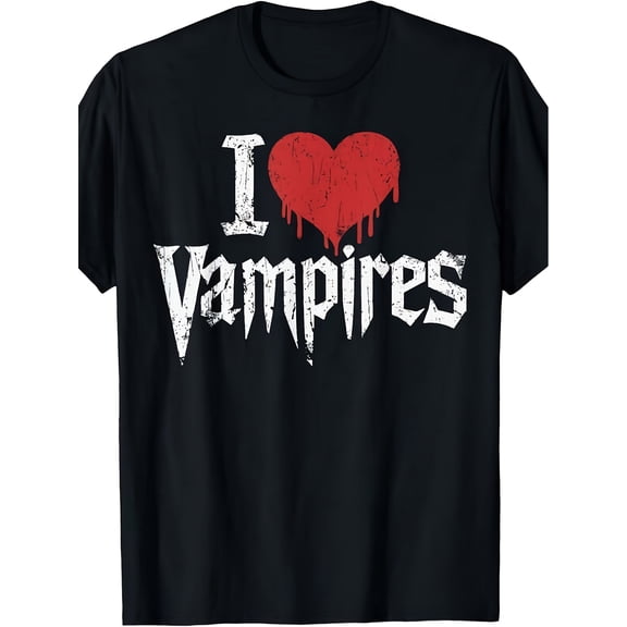 Gothic Halloween I Heart Vampires Graphic Vintage Grunge Y2k Cotton Men's Women's Unisex T-Shirt