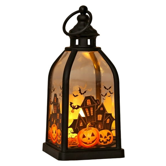 Gothic Halloween Lantern - Mini LED Lantern Lights with Pumpkin Ghost Witch Designs for Outdoor Indoor Decor, Halloween Party, and Anthropology Fall Decor