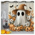 thumbnail image 1 of Gothic Halloween Shower Curtain with Hooks, Spooky Ghost & Jack-o'-Lantern Fabric Curtain for Bathroom, Waterproof Fall and Halloween Bathroom Decor, 1 of 9