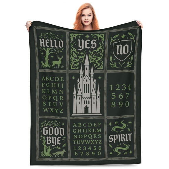 Gothic Halloween Throw Blanket, Ouija Board Witch Pattern Blanket, Ultra Soft Cozy Lightweight Blanket for Couch, Sofa, Bed, Spooky Room Decor 50x40