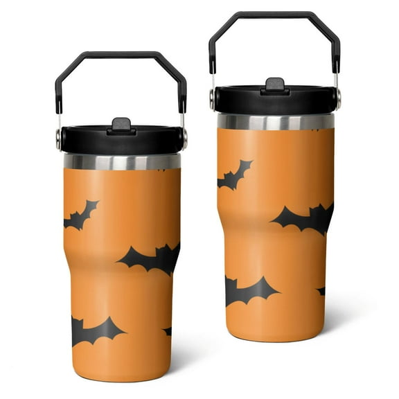 Gothic Halloween Tumbler 30oz - Skeleton Spider Web Skull Horror Theme - Triple Insulated Stainless Steel Mug, Leak Proof Flip Straw & Handle