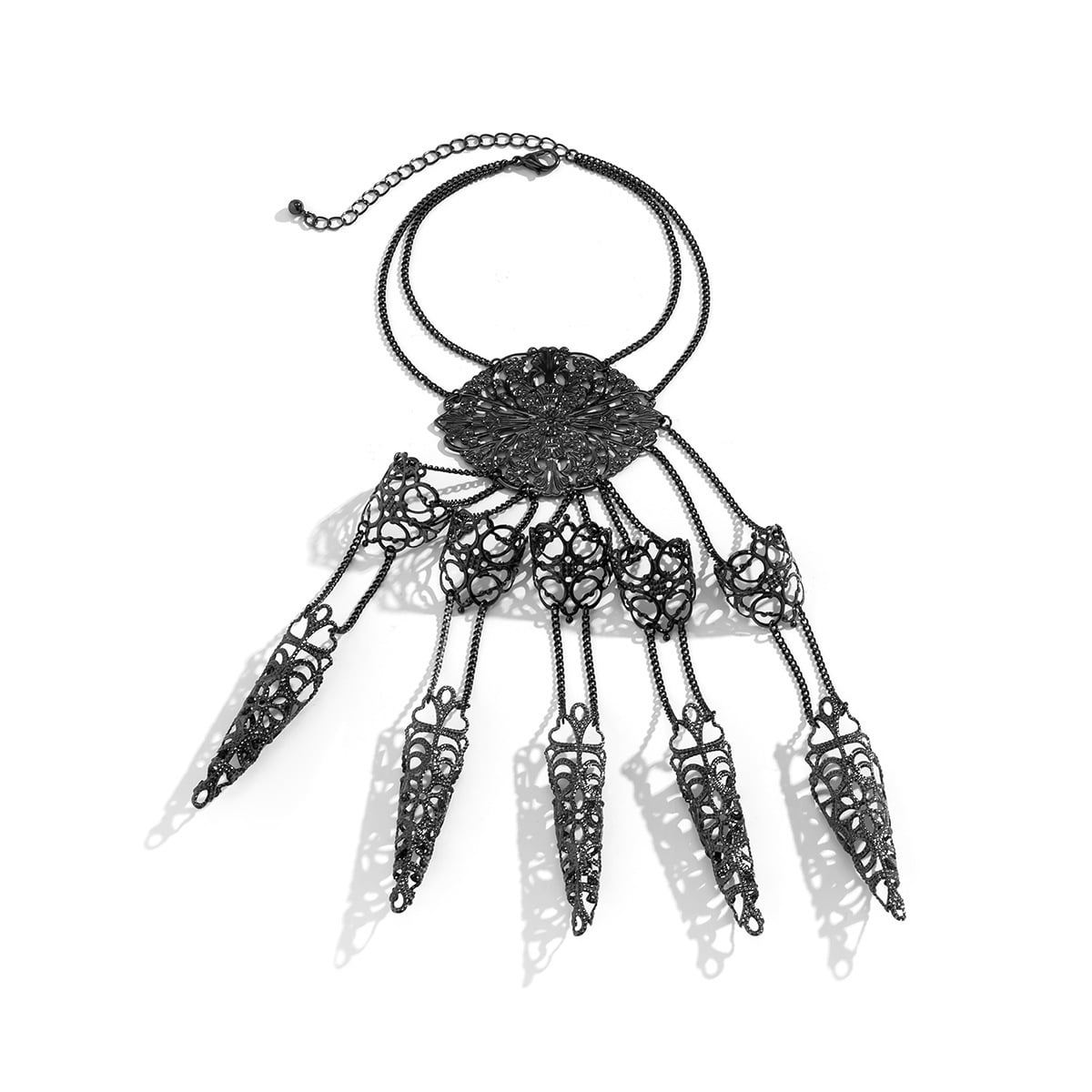 Gothic Hand Chain Goth Hand Jewelry Punk Chain Bracelet with Fingernail ...