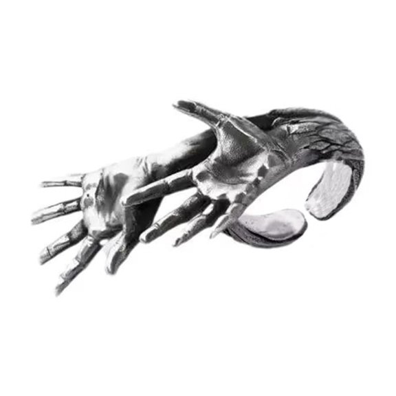 Gothic Hands Rings Unisex Punk Jewelry Trendy Alloy Design Alternative Accessory For Everyday Outfits