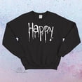thumbnail image 1 of Gothic Happy Dripping Text Crewneck Sweatshirt - Pastel Goth Punk Fleece Sweater, 1 of 5