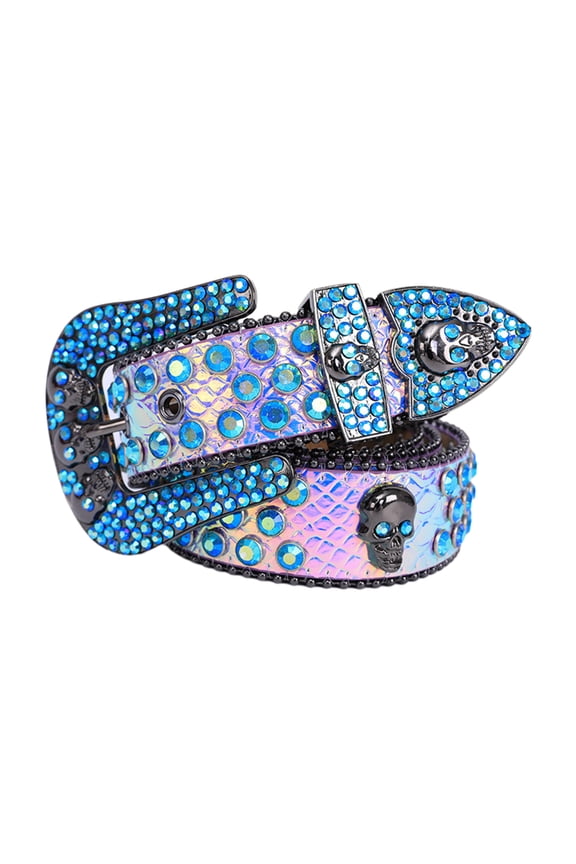 Gothic Head Skull Bone Buckle Belt for Dress Waist Belt Shinning Rhinestone Buckle Wide Waist Belt Ladies Formal Coat
