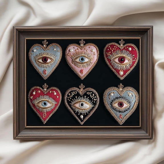 Gothic Heart Eye Art Print | Psychedelic Jewel-Toned Wall Decor , Matte Canvas Stretched, Posters for Room Bedroom Living Room Bathroom Wall Decor, Posters & Art Prints, Gift.