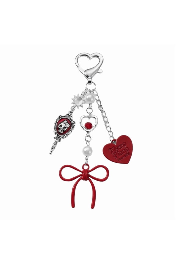 Stylish Skull Bows Keychain Bag Charm Sweet Edgy Design Metal Bag Accessory For Backpack Purse Gift