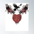 thumbnail image 1 of Gothic Heartbreak Raven And Roses – Dark Romantic Design Poster Wall Art, Modern Wall Decor For Living Room Bedroom, 24x36 UNFRAMED, 1 of 3