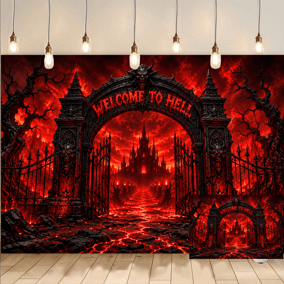 Gothic Hell Welcome Party Backdrop Photo Background Cloth Event Banner
