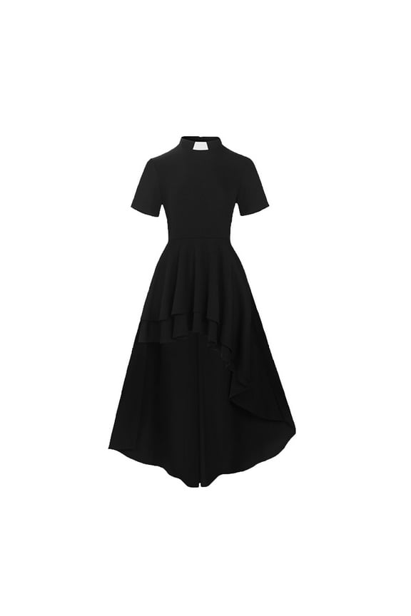 Gothic High Low Dress for Women Black Vintage A-Line Medieval Vampire Costume Halloween Formal Outfit