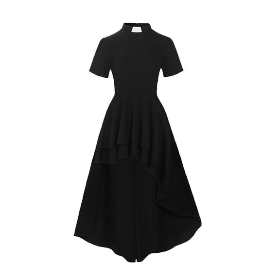 Gothic High Low Dress for Women Black Vintage A-Line Medieval Vampire Costume Halloween Formal Outfit