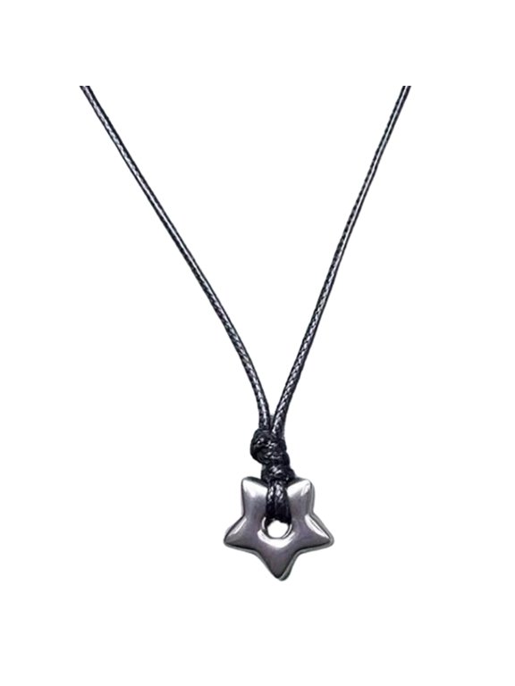 Gothic Hollow Star Pendant Necklace Vintage Leathers Rope Fashion Jewelry for Women Men Pentagrams Charm Chokers Gift