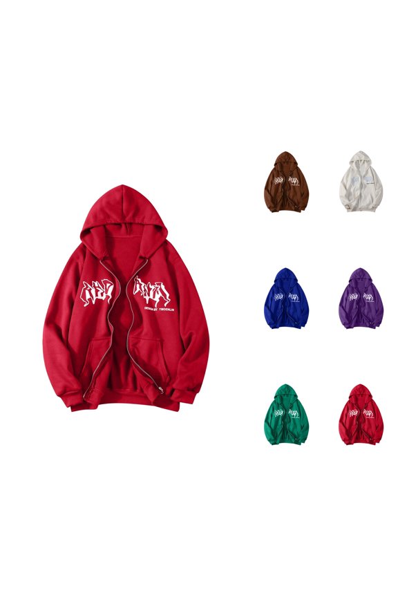 Gothic Hoodies for Women 2026 Fall Winter Fashion Long Sleeve Y2K Aesthetic Zip Up Graphic Hooded Sweatshirt with Pockets