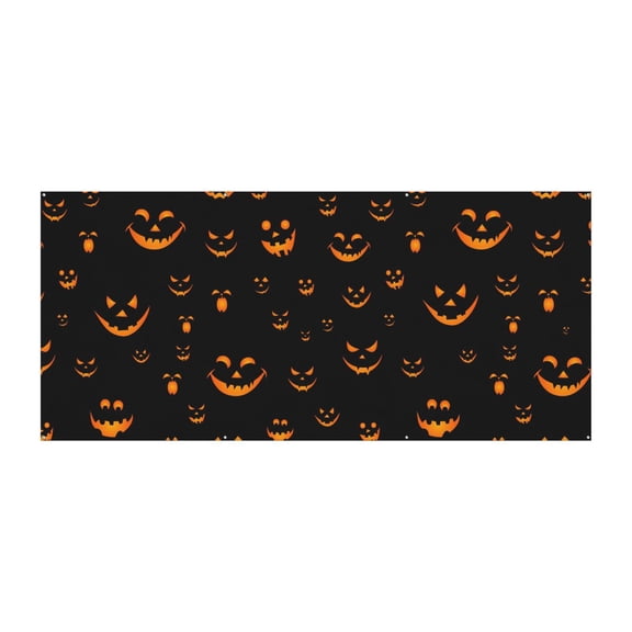 Gothic Horror Garage Door Cover - 13x6ft Scary Skeleton Skull Spider Cobweb Design Outdoor Polyester Backdrop
