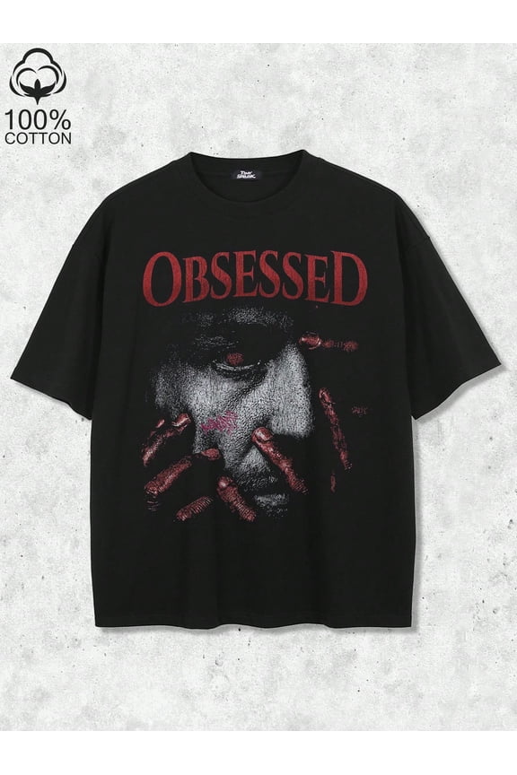 Gothic Horror Graphic Obsessed Face Vintage Grunge Y2k Cotton Men's Women's T-Shirt