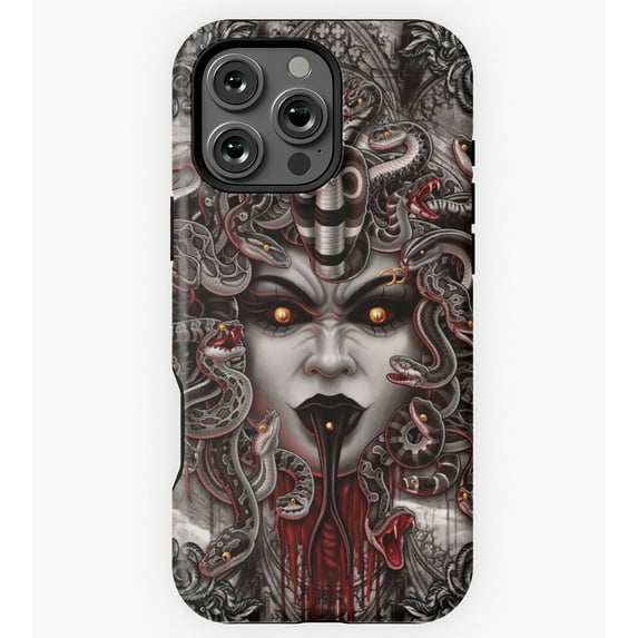 Gothic Horror Mocking Medusa Grey GA5941 Phone Case for iPhone 11 to 17 Pro Max