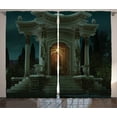 thumbnail image 1 of Ambesonne Gothic Curtains 2 Panel Set, Roman Pavilion Mystic, 108" x 90", Petrol Blue and Orange, 1 of 3