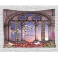 thumbnail image 1 of Gothic House Decor Tapestry, Ancient Secret Garden with Flowers at Sunset Enchanted Forest, Wall Hanging for Bedroom Living Room Dorm Decor, 60W X 40L Inches, Grey Blue Lilac Red, by Ambesonne, 1 of 2