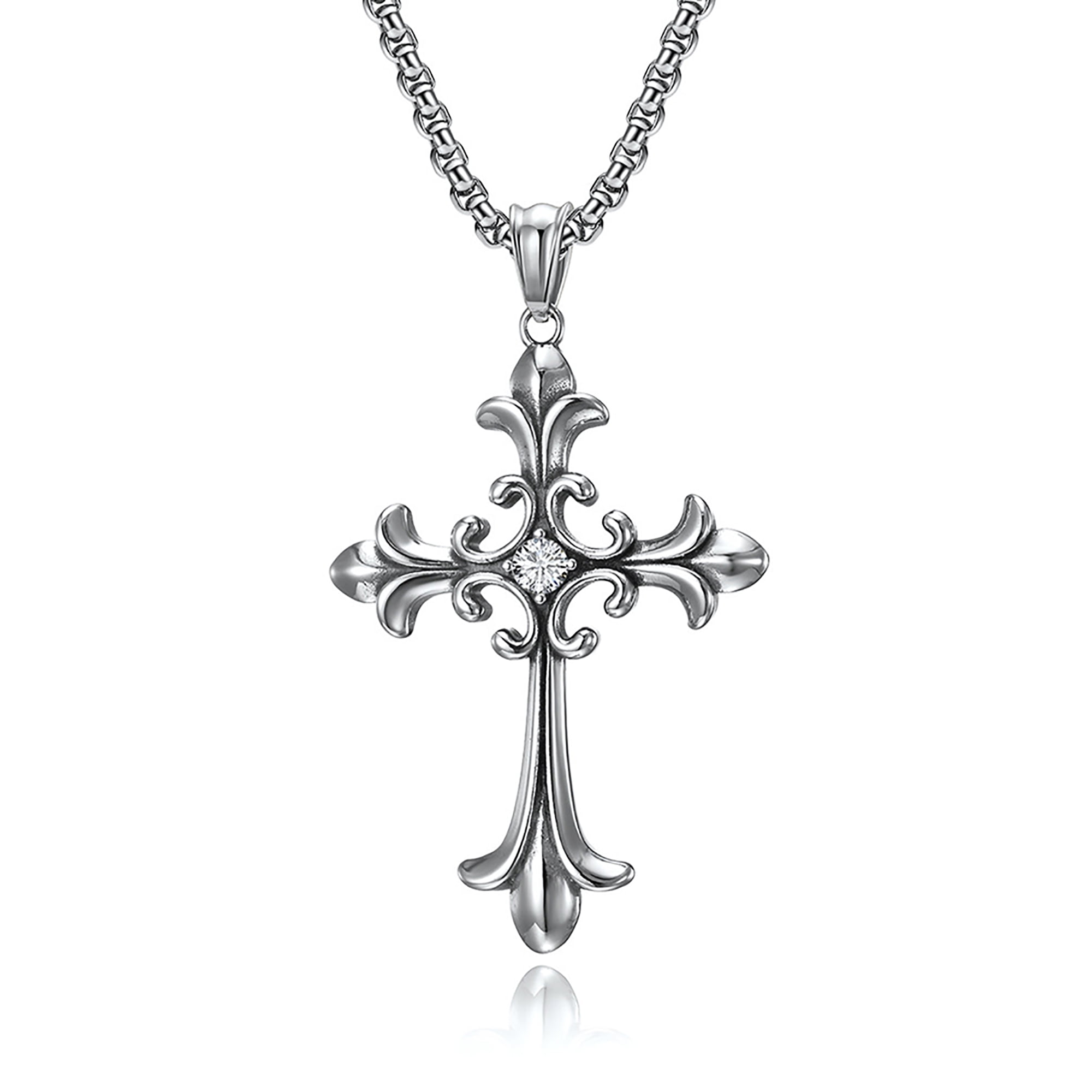 Gothic Iced Out Diamond Cross Necklace with UK Ubuy