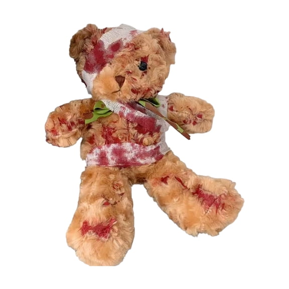 Gothic Injured Small Bear Plush Toy Suitable for Halloween Cosplay Horror Party Decorations Soft PP Cotton Texture