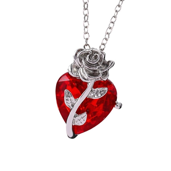 Gothic Inspired Clavicle Necklace Adjustable Length Neckchain Rose And Heart Charm Designs Collarbone Chain
