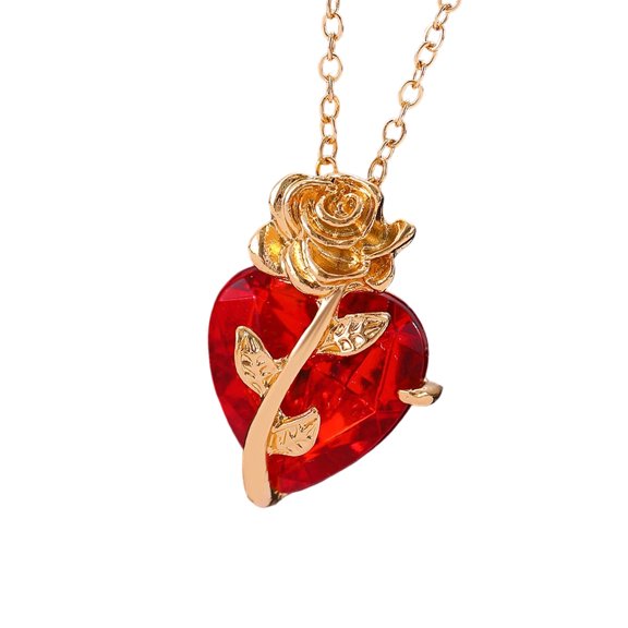 Gothic Inspired Clavicle Necklace Adjustable Length Neckchain Rose And Heart Charm Designs Collarbone Chain