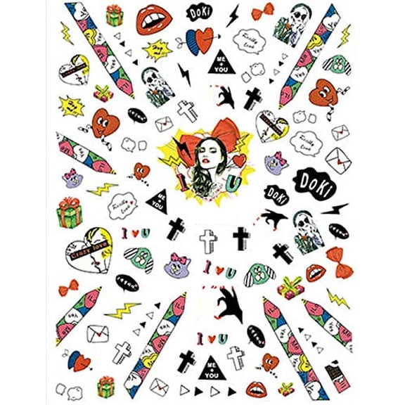 Gothic Inspired School Crush Cross Open Mouth Heart You and me Letters Birds red Black Green Toxic Love