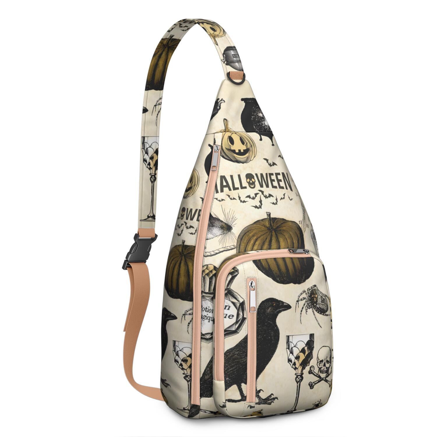 Gothic Inspired Waterproof Sling Bag - Multi-functional Crossbody Chest Pack for School, Work & Outdoor Adventures
