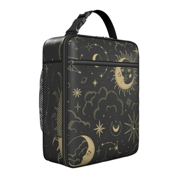 Gothic Insulated Lunch Bag – Waterproof Portable Cooler Tote with Celestial Moon & Starry Print – Durable Thermal Meal Bag for Office, School, Travel & Outdoor Activities