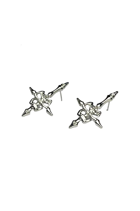 Gothic Inverted Crosses Studs Earrings Punk Hip Hop Jewelry Alloy Texture
