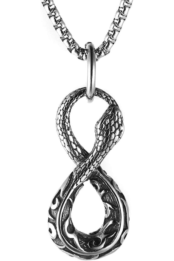 Gothic Jewelry Men's Stainless Steel Animal Snake Pendant Chain Necklace