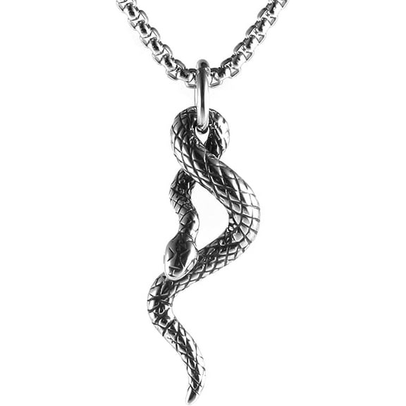 Gothic Jewelry Men's Stainless Steel Animal Snake Pendant Necklace
