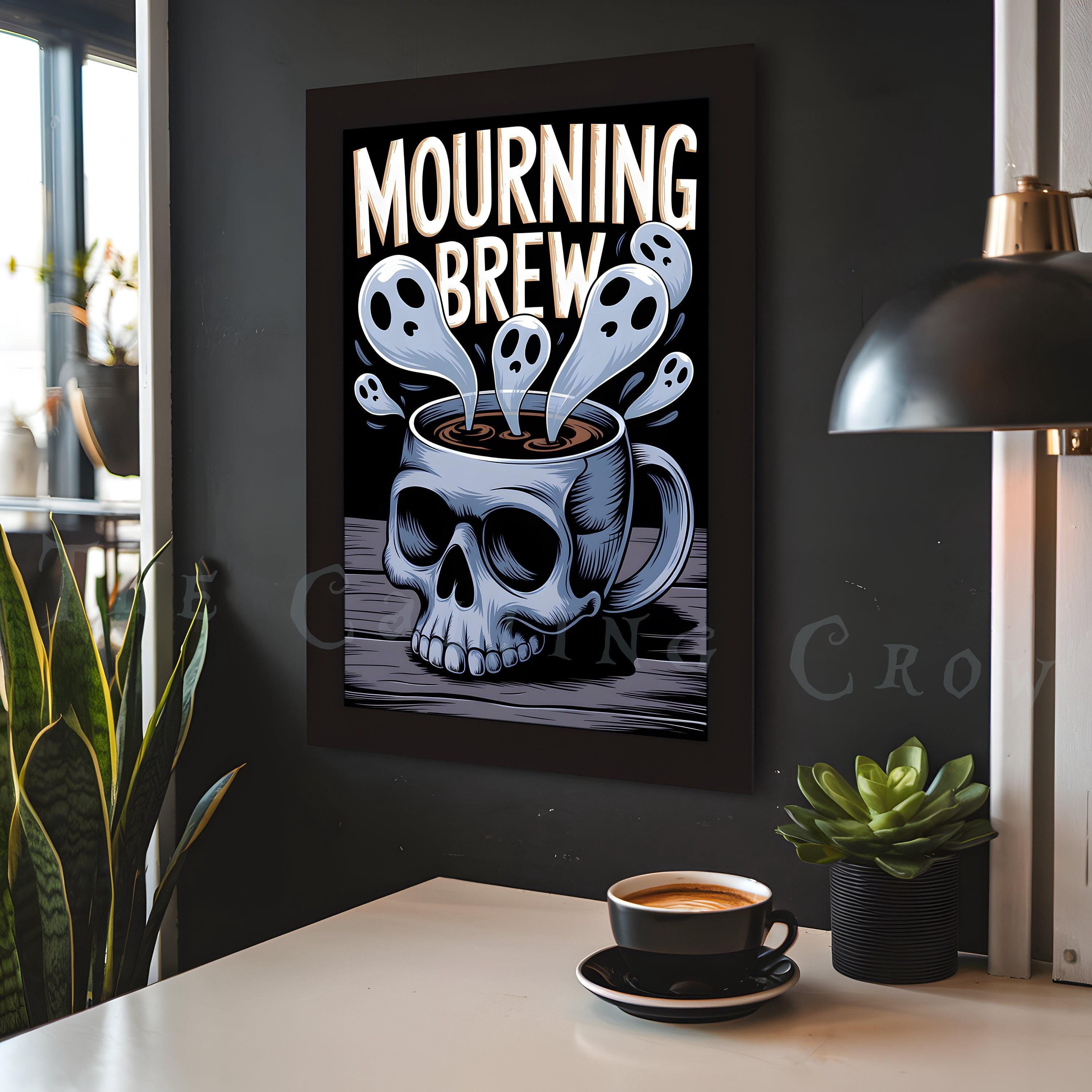 Gothic Kitchen Print Quirky Coffee Bar Art, Skull Poster, Goth ...